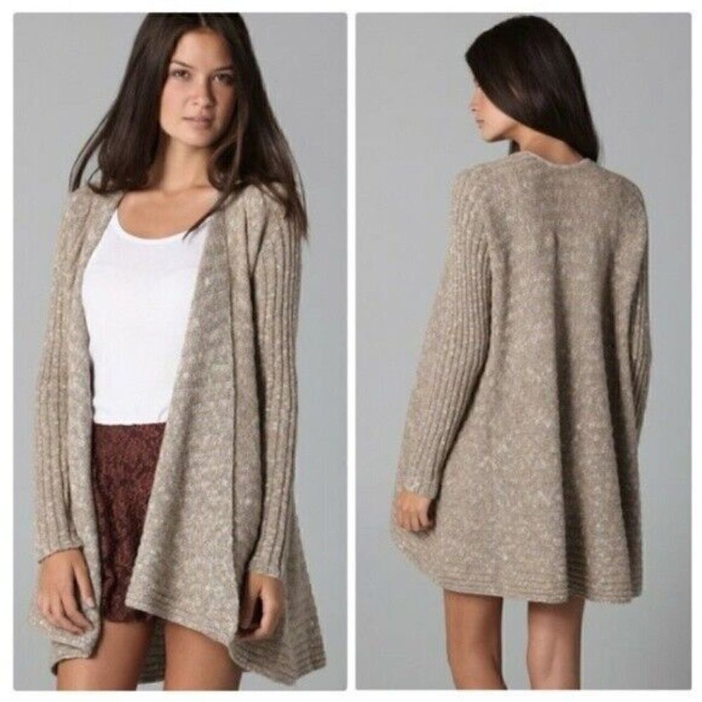 Free People Beached Shell Tan Open Front Cardigan Sweater size XS